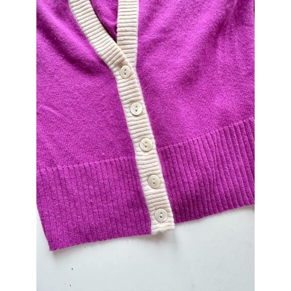 WHITE + WARREN Orchid Purple 100% Cashmere Deep V-Neck Cardigan Sweater, Size XS - Picture 10 of 14